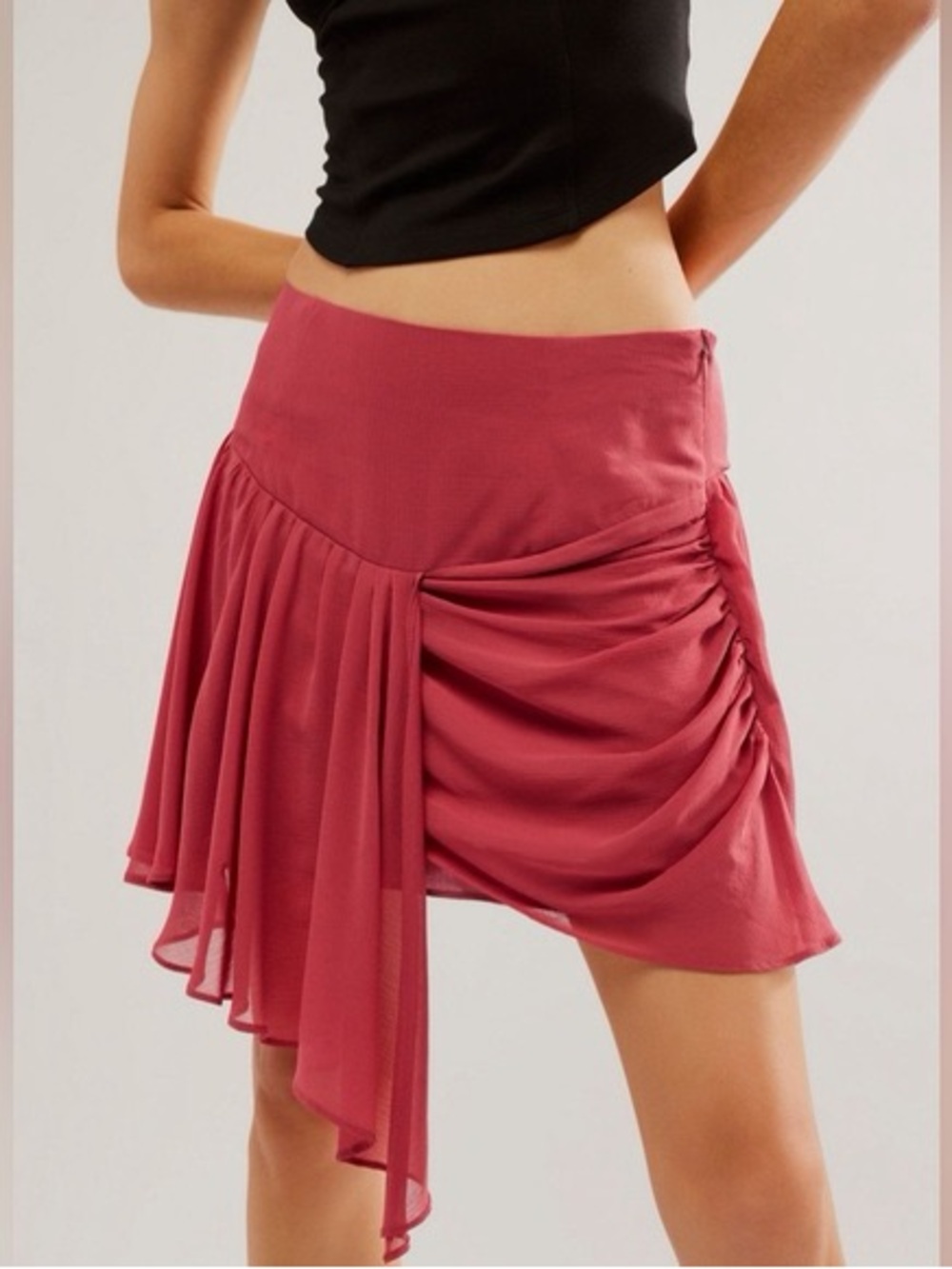 Free People Tattered Romance Mini Skirt Miss Crimson Size 14